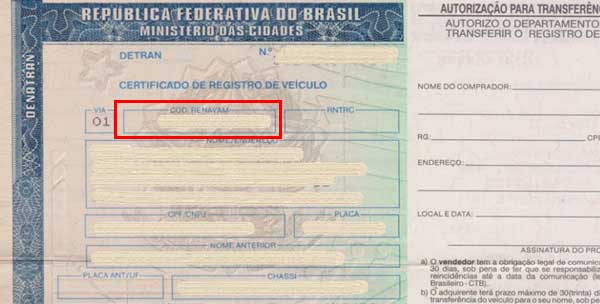 Encontrar o número Renavam no documento CRLV impresso