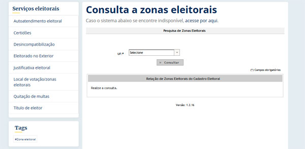Informações sobre zonas eleitorais