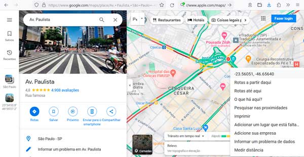 Localizar as coordenadas com o Google Maps