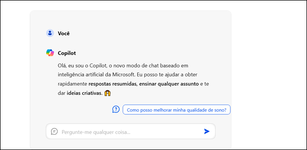 Pesquisando com o Copilot do Bing